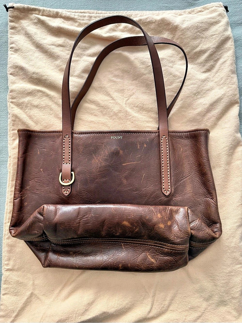 FOUNT The Classic Bellfield Tote Leather Tote Bag Brown